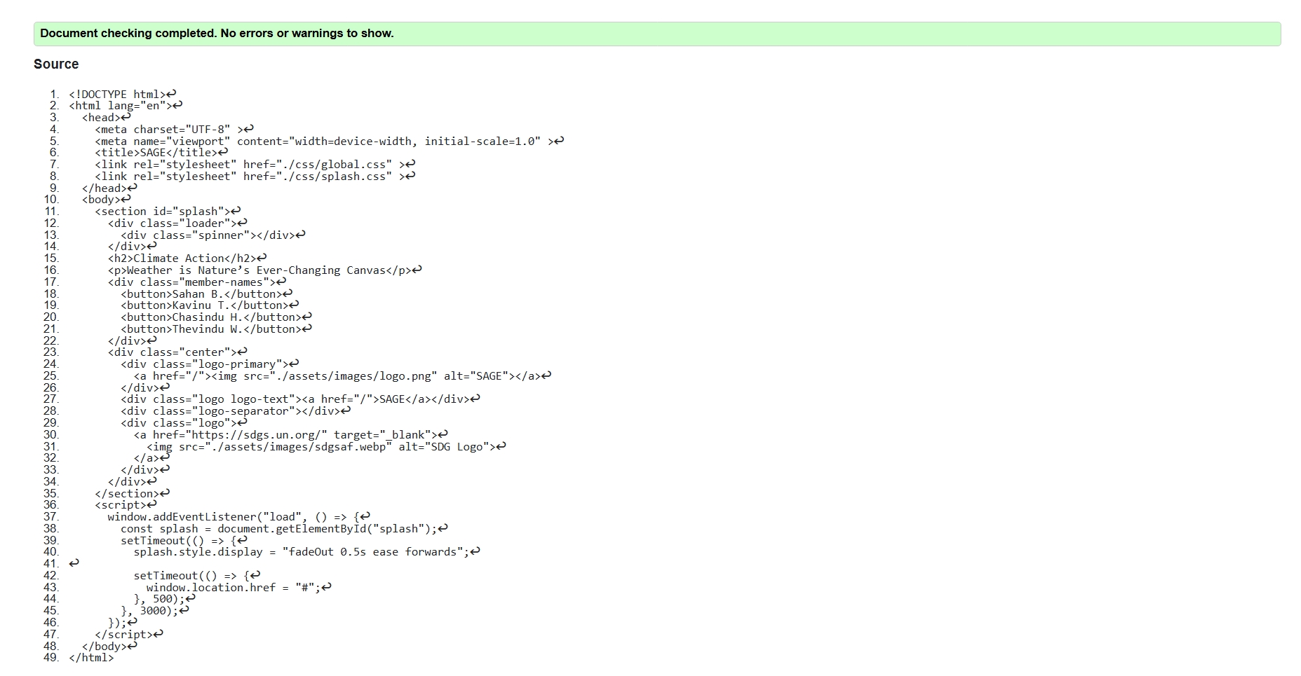 Splash page validation results