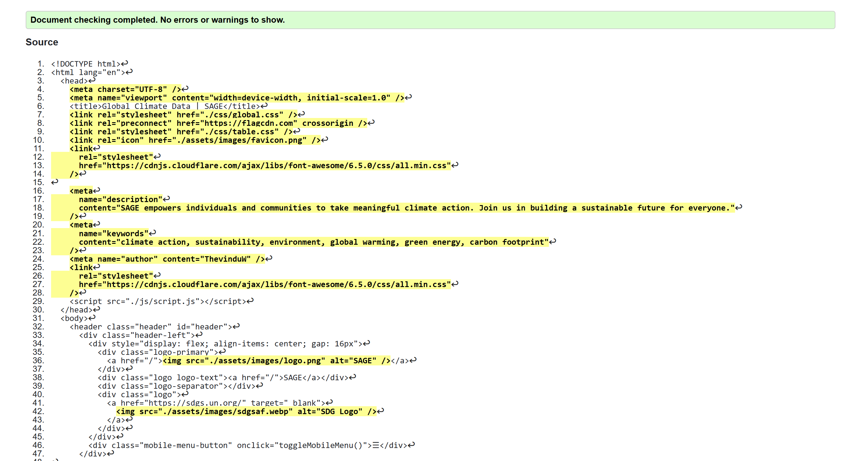 Table Page Validation Snapshot