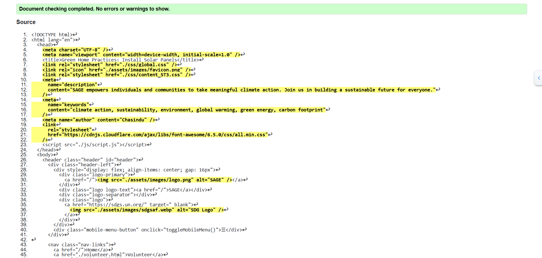 Content Page Validation Snapshot