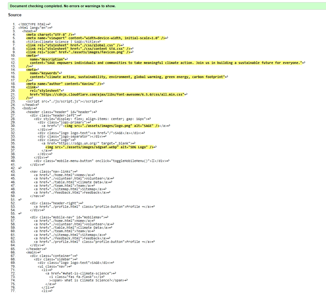 Content Page Validation Screenshot
